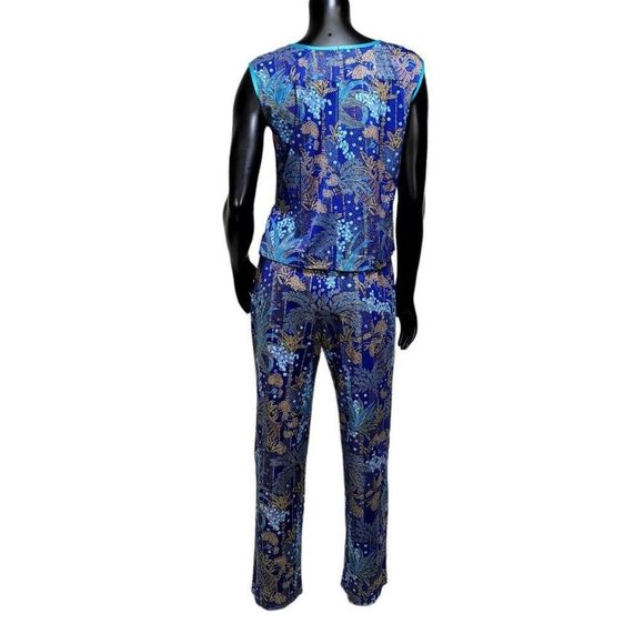 Vintage 60s 2pc Outfit Sleeveless Tank High‎ Waisted Pants Lounge Leisure Set - Picture 6 of 9